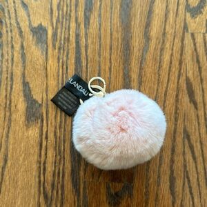 Adrienne Landau Light Pink Rabbit Fur Pom Pom Ball Key Chain